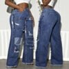 American-style Street-styled Distressed-look Denim Jeans