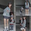Color-block Raglan Hoodie For Parents And Kids Versatile And Easy To Style