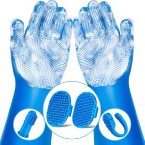 6PCS Grooming Bath Supplies For Dogs, Cats Dog Washing Gloves Dog Bath Brush Dog Shower Brush Pet Grooming Gloves Dog Grooming Kit Pet