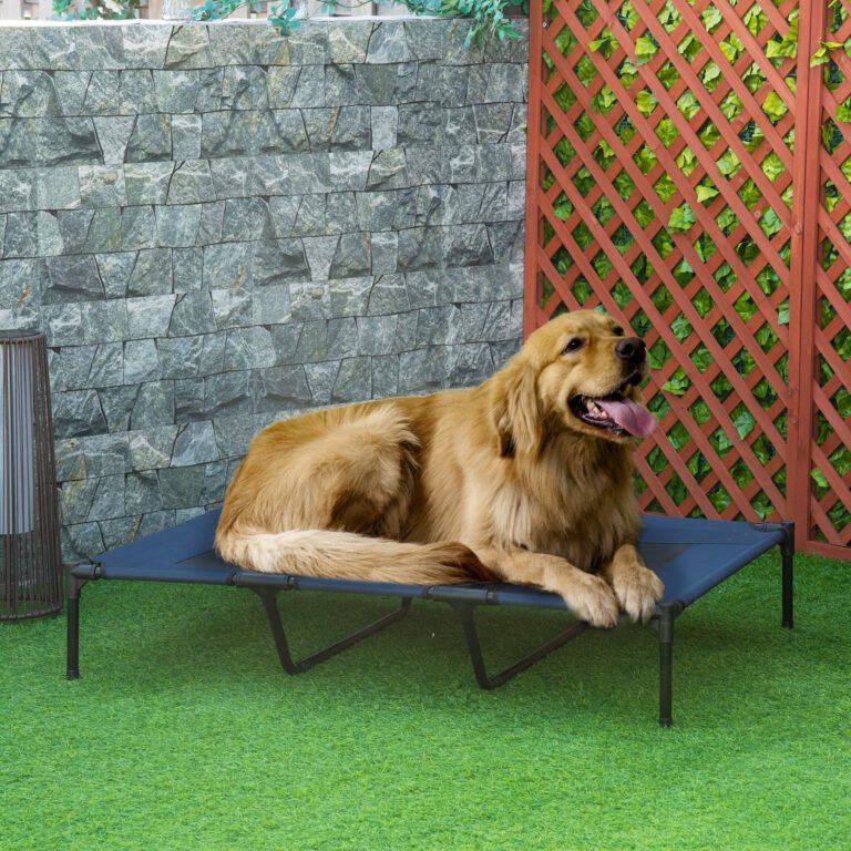 48″ x 36″ Elevated Breathable Dog Bed w/ Carry Bag Dark Blue