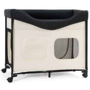 Elevated Lounge Pet Bed Foldable Bunk Dog Bed With Wheels & Side Bags L