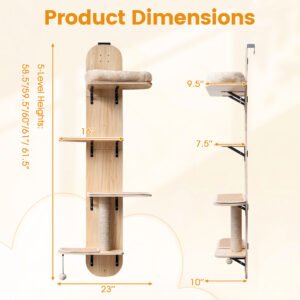 Door Hanging Cat Climber 4-level Height Adjustable With Plush Bed Teasing Ball Jute Rope Scratching Post