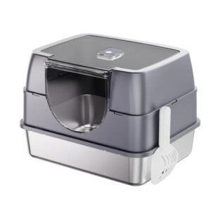 Fully Enclosed Stainless Steel Cat Litter Box White - 2025 Top Pick, Odor Lock, No Litter Scatter, Easy Clean