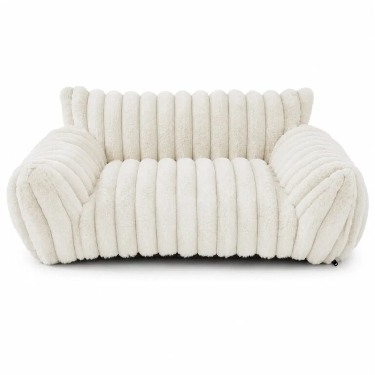 Cute Cat Couch For Pets – Fluffy Cat Beds With Premium Soft Corduroy Fleece, Fuzzy Cats Beds For Indoor Cats With Removable Washable Cover, Supportive Pet Sofa