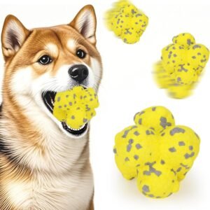 Dog Spike Ball Toy Tough ETPU Interactive Chew Ball For Aggressive Chewers Floating Fetch Ball Teeth Cleaning Puppy & Dog Toy Compatible With Ball Launcher